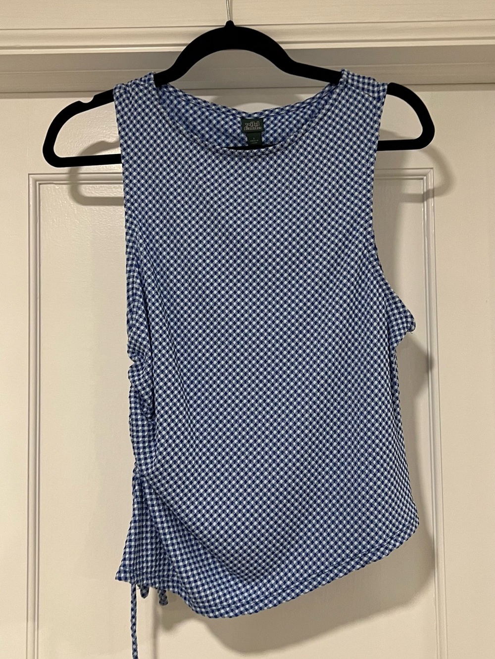 wild fable Asymmetrical Blue Gingham Sleeveless Side-Tie Tank